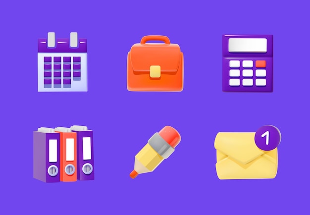 3D Office and Business Icon Set