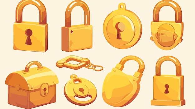 3D Open Lock and Closed Padlock Vector Icons