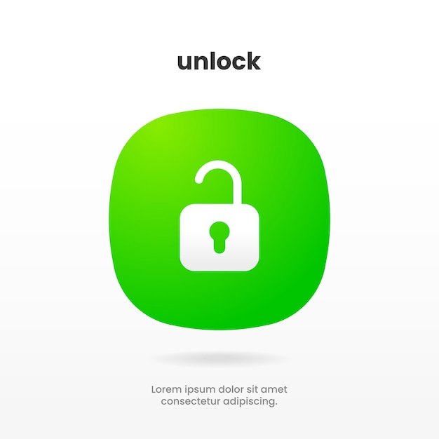 3d padlock, lock or locked icon for social media, mobile application, password, ui template. website