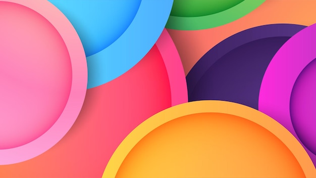 3d Papercut circle Colorful Abstract Geometric Design Background