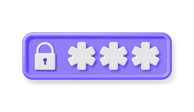 3D Password Field with Padlock Isolated