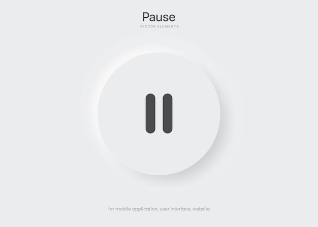 3d pause icon push button isolated on white background. Multimedia, stop song end symbol for ui ux