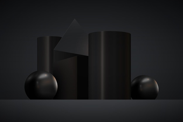 3D perspective dark geometric background