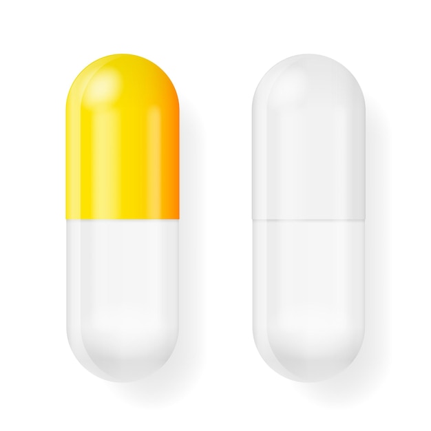 3d pill mock up on white backdrop Isolated 3d vector White background Realistic 3d object