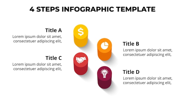 3D pillar Vector Perspective Infographic Presentation slide template Circle Timeline cylinders