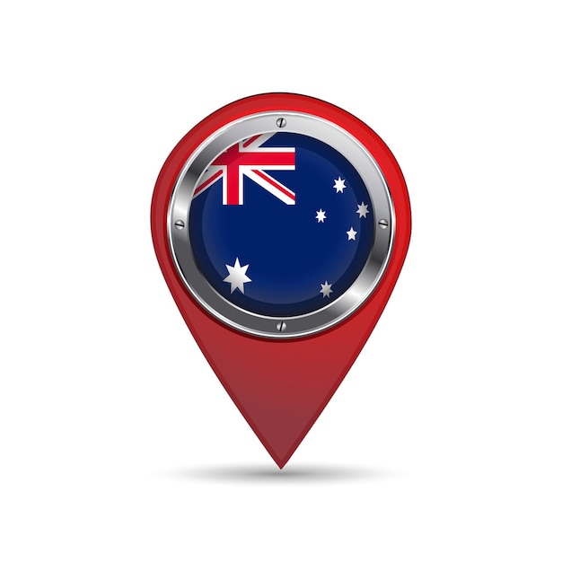 3D pin icon with Australia flag inside vector image