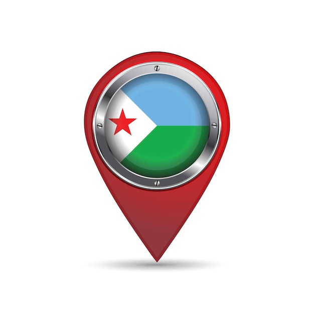 Vector 3d pin icon with djibouti flag inside vector image