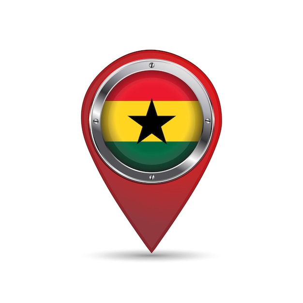 Vector 3d pin icon with ghana flag inside vector image