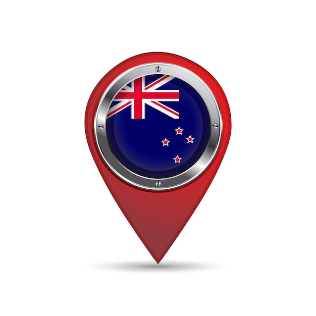 3D pin icon with New Zealand flag inside vector image