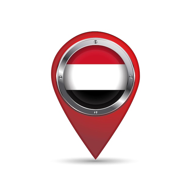 3D pin icon with Yamen flag inside vector image