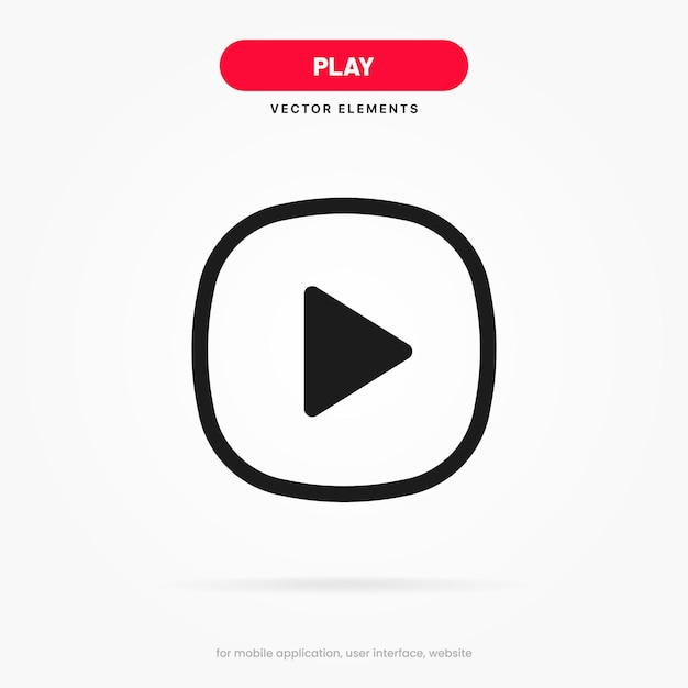 3d play button icon start sign play music or sound stream live vector element for ui ux mobile app.