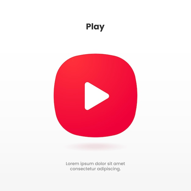 3d play button icon. Start sign. Play music or sound vector element for UI UX, website, mobile app.