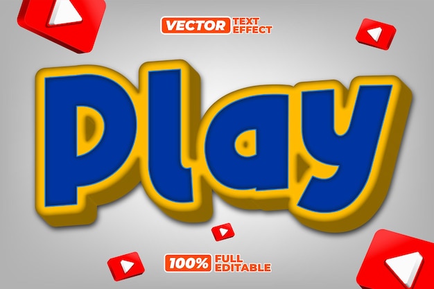 Vector 3d play text effect