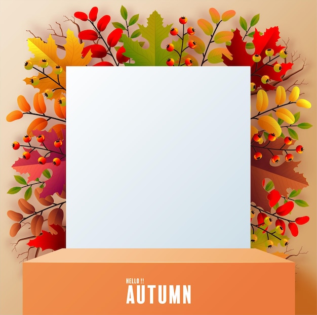 3d podium background products with geometric forms autumn holiday seasonal background