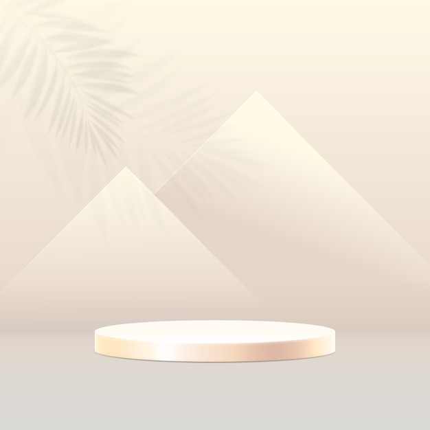 3D podium composition. Abstract minimal geometric background. Pyramids in Egypt concept.  