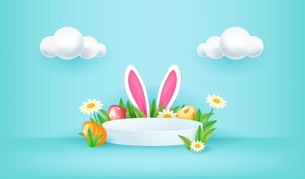 3D podium stage Easter display background