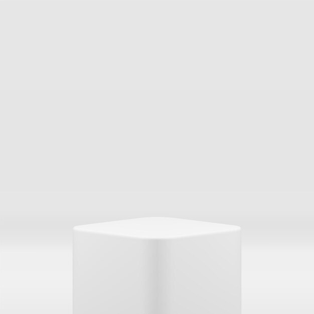 Vector 3d podium white squared basic foundation construction geometric minimalist design realistic vector