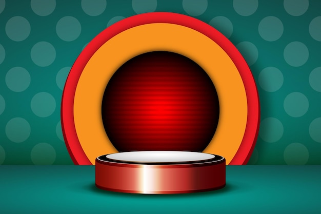 3D podium with colorful circle background