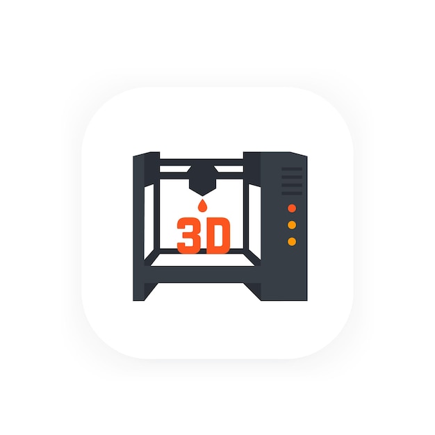 3d printer icon, flat style