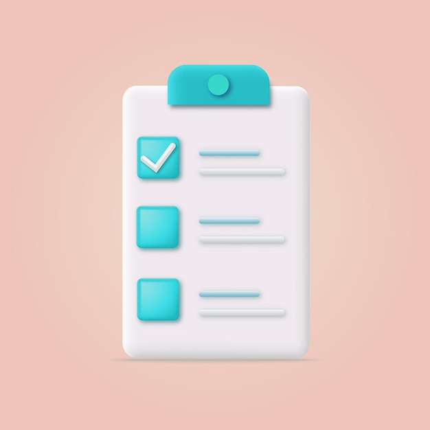 3d project planTask management check list concept Vector