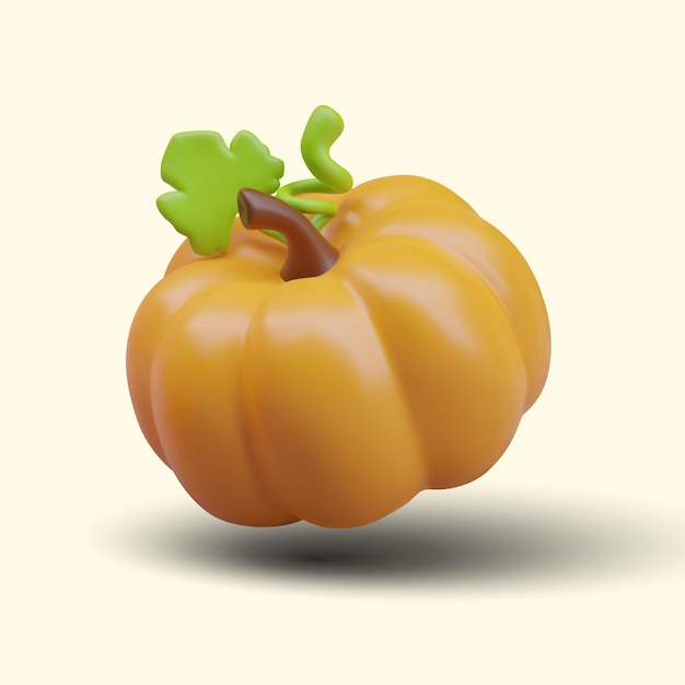 3D pumpkin top view Ripe orange vegetable on colored background