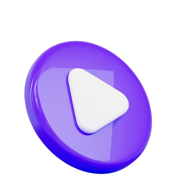 3d purple play button icon Symbol to watch tv video movie live stream Stock vector illustration