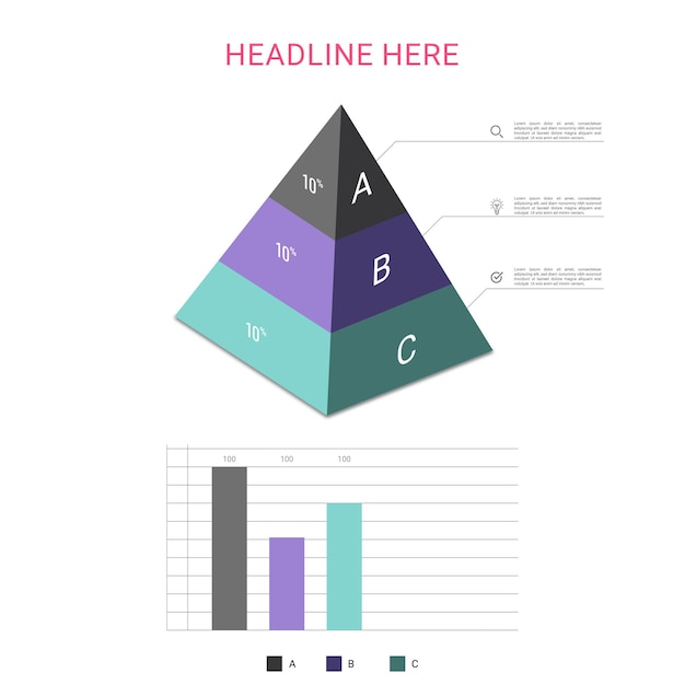 3D pyramid infographic template Design