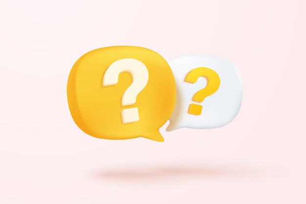 3d question mark icon sign or ask FAQ and QA answer solution information Have a question question answer sign or problem with cartoon minimal style concept 3d icon vector rendering illustration