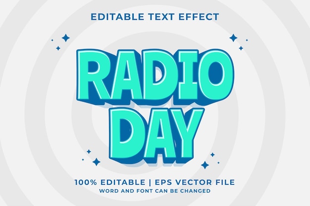 3d Radio Cartoon Editable Text Effect Premium Vector