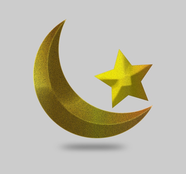 3d ramadan islamic element icon crescent moon and stars 3d icon