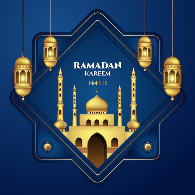 3d ramadan social media cover template Premium Vector