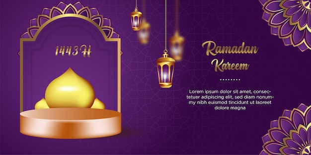 3d ramadan social media cover template Premium Vector