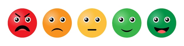 Vector 3d rating emoji set for customer feedback or product experience in colorful style