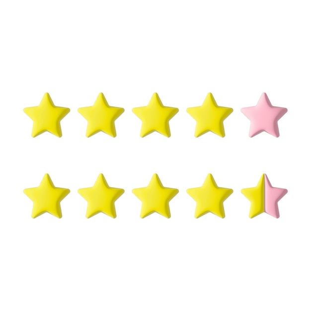 3D rating stars Golden star rating icons Stars feedback concept isolated on white