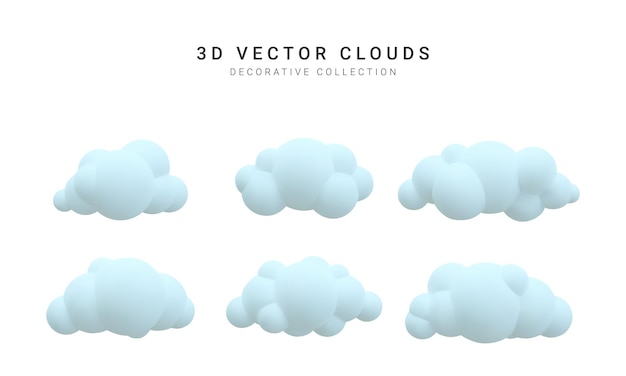 3d realistic clouds collection Vector illustration