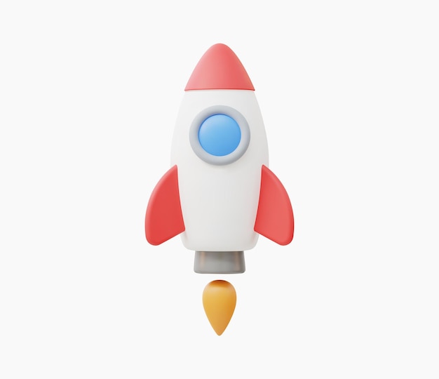 3d Realistic Flying rocket vector illustration