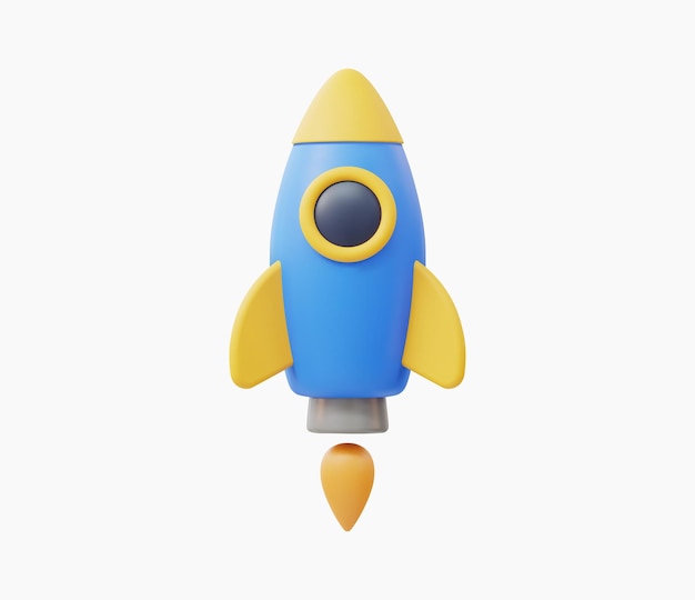 3d Realistic Flying rocket vector illustration