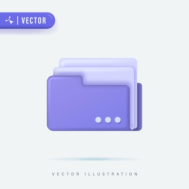 3D Realistic Folder with File Vector Illustration File Management Concept