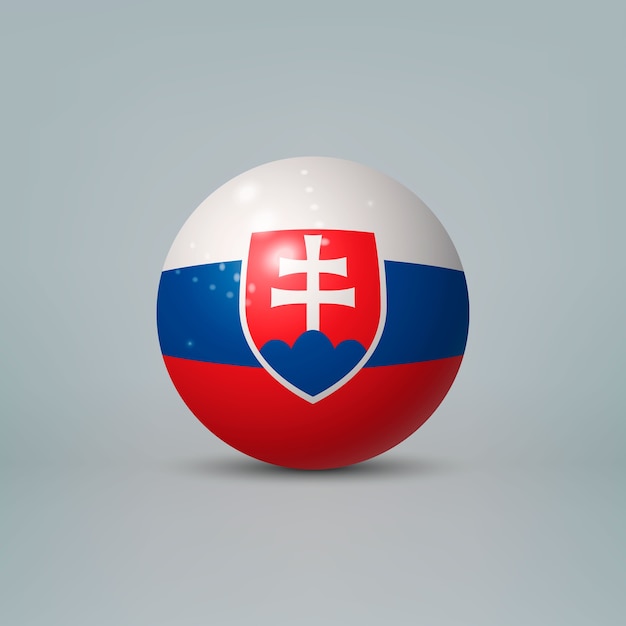 3d realistic glossy plastic ball or sphere with flag of Slovakia