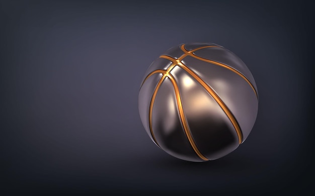 3d realistic golden basket ball Gold basketball ball Vector illustration