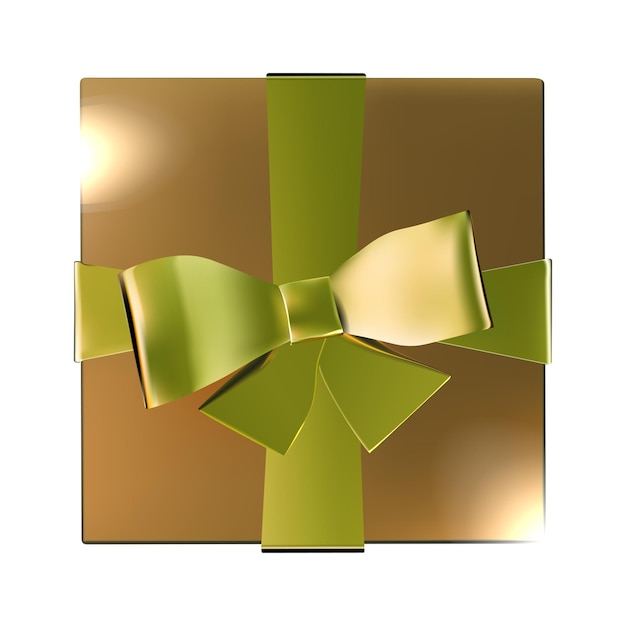 Vector 3d realistic golden gift box top view