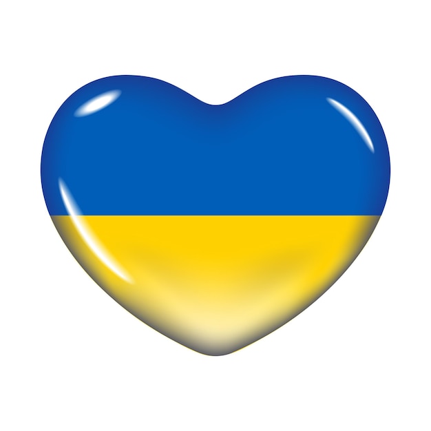 3d realistic heart in yellow and blue color isolated on white background Ukrainian flag Vector