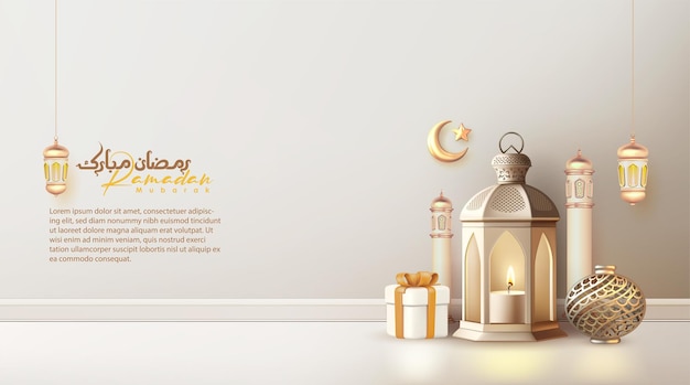 3d realistic Islamic background for Ramadan Eid Mubarak Islamic New Year and Islamic Holiday Event