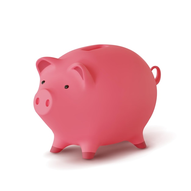 3d realistic moneybox in the form of a pig isolated on white background,