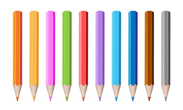 3d realistic multicolored pencils Stationery tool Back to school