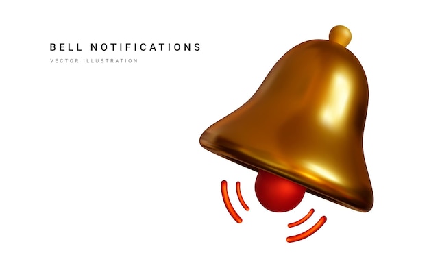 3d realistic notification bell  Vector illustration