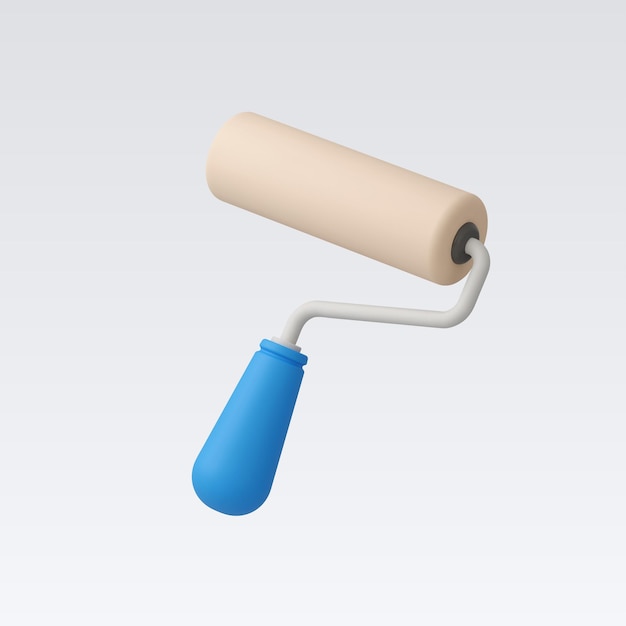 Vector 3d realistic paint roller vector illustration