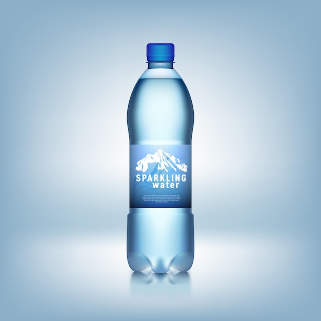 3D Realistic Plastic Bottle With Blue Water