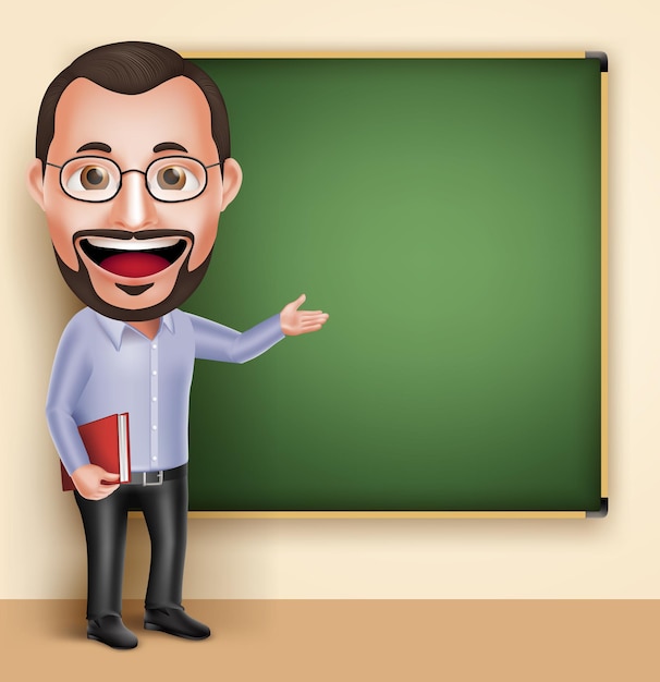 3D Realistic Professional Old Professor Teacher Man Vector Character Speaking or Talking