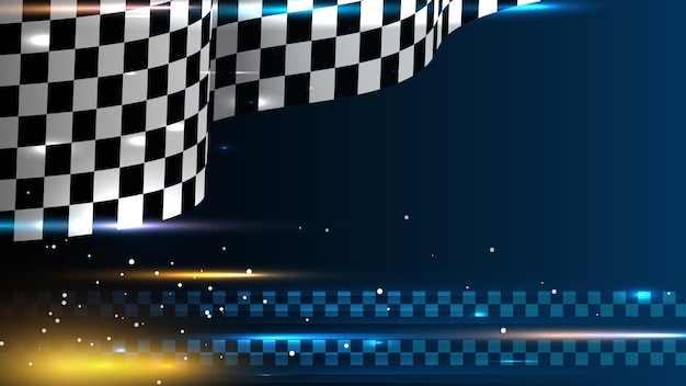 3d realistic racing style wavy flag checkered speed motion light movement background wallpaper